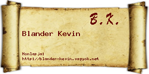 Blander Kevin névjegykártya